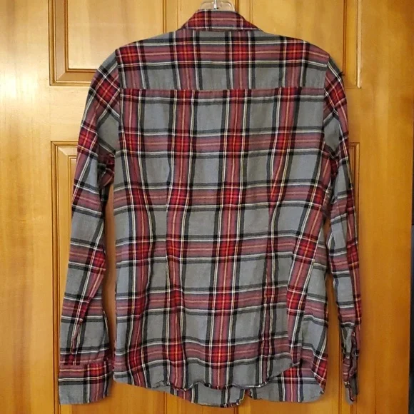 J. Crew Womans‎ Red & Gray Tartan Plaid Cotton Flannel Buttondown Shirt Size S - Picture 11 of 11